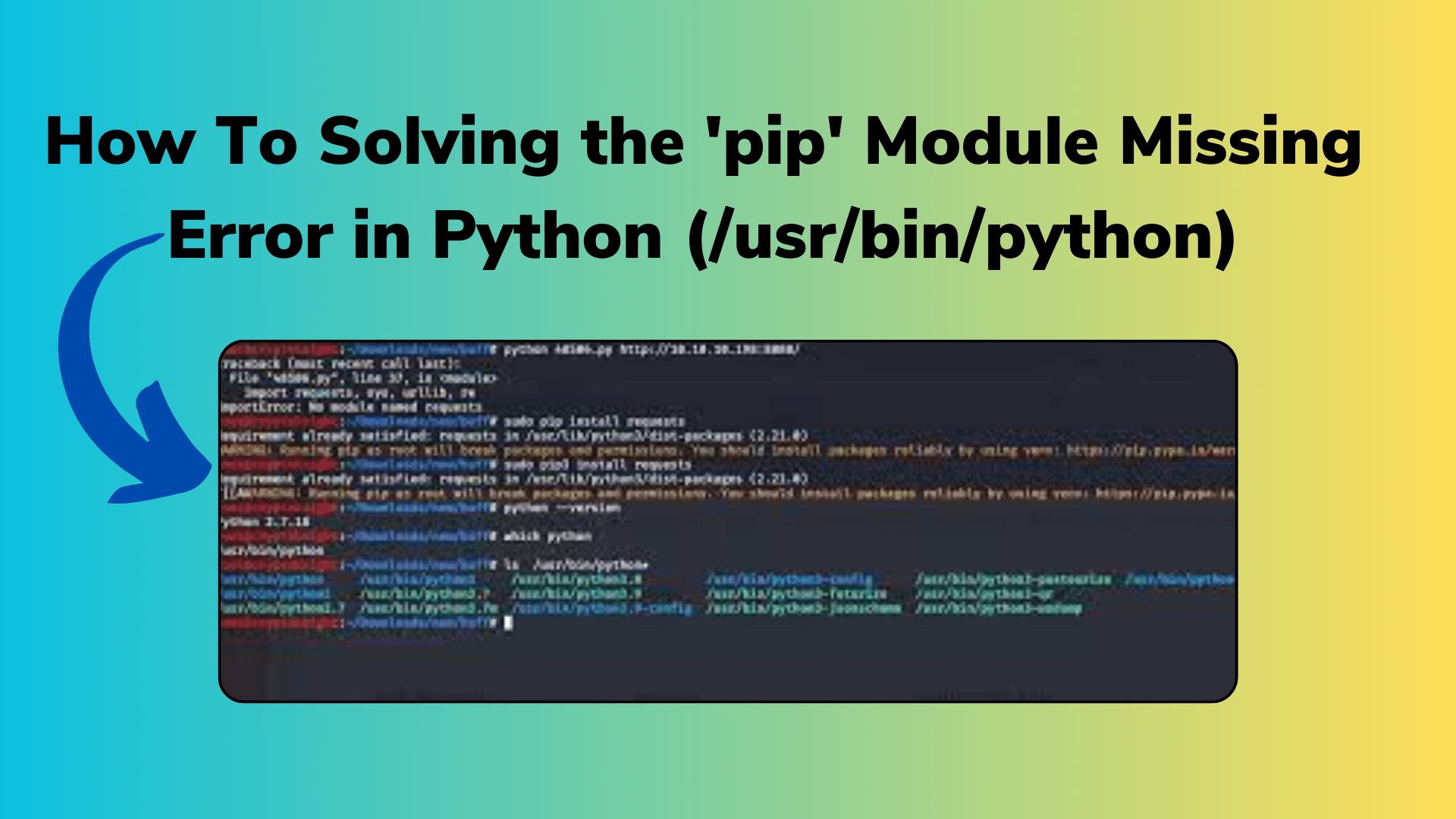 How To Solving the 'pip' Module Missing Error in Python (/usr/bin/python)